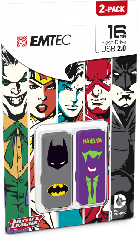 M700 Sh Iconics Bm Jk 2 Pack 16gb - Usb Uri Emtec Superman Batman (462x800), Png Download