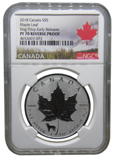 2018 Canada Reverse Proof Dog Privy Mark Red Maple - Maple (500x500), Png Download
