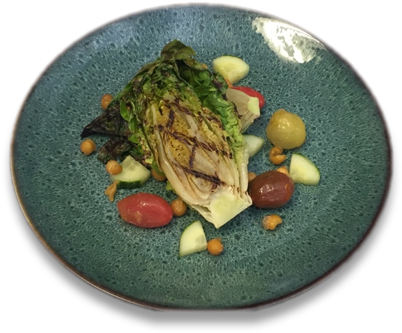 Grilled Romaine Salad - Succotash (476x365), Png Download