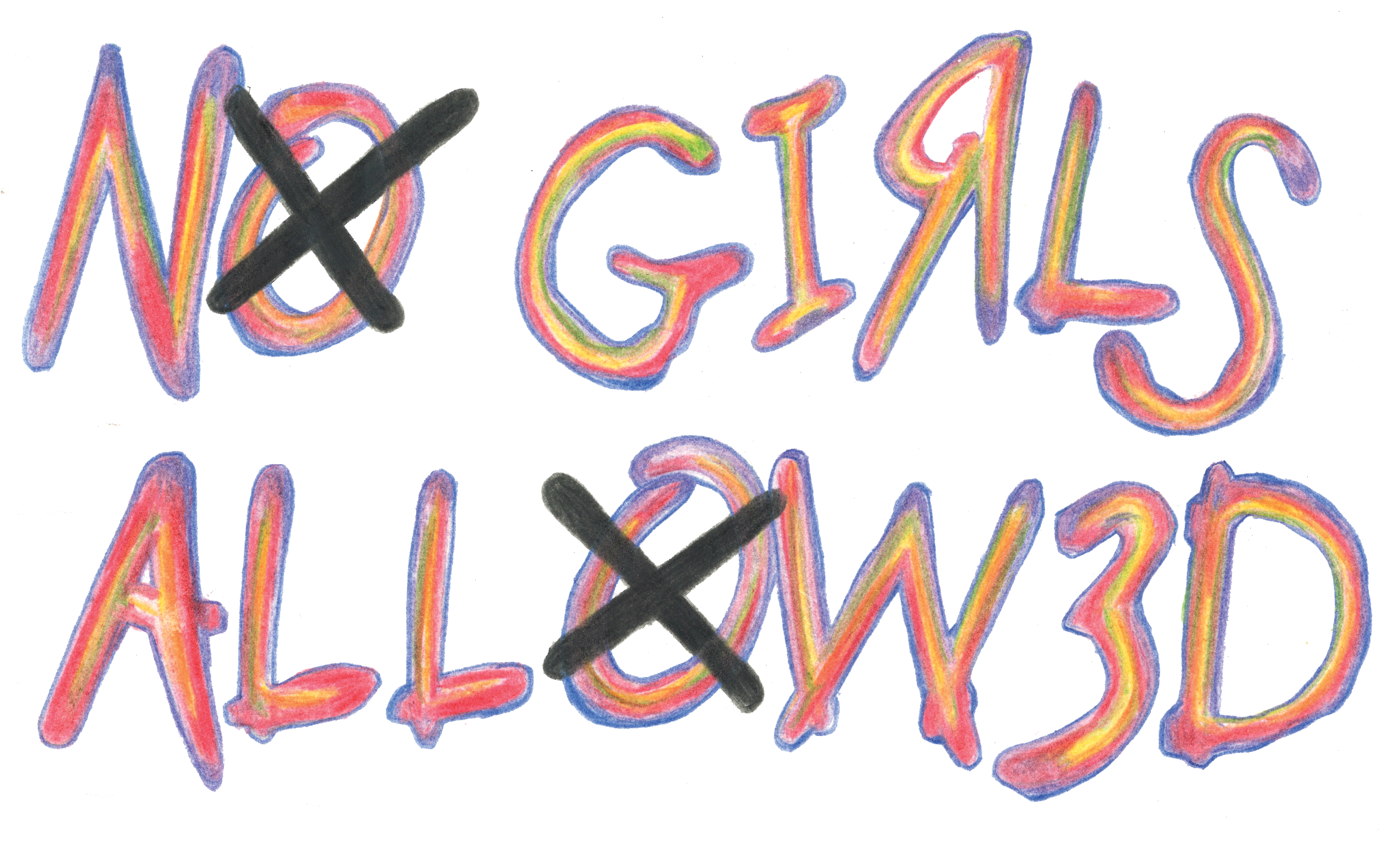 No Girls Allow3d - Calligraphy (3492x1769), Png Download