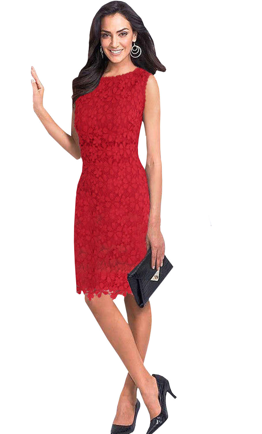 Jhonpeter Womens Summer Lace Sleeveless Pencil Style - Платье Футляр Из Гипюра (1000x1500), Png Download