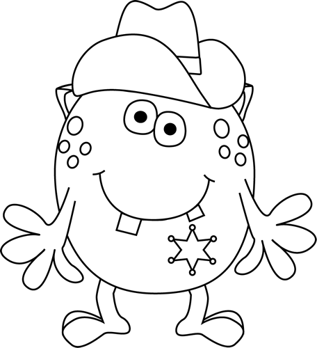 Black And White Monster Sheriff - Monster Black And White Png (456x500), Png Download