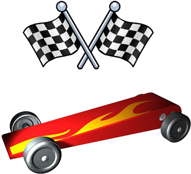 Pinewood Derby - Checkered Flags And Trophy (422x378), Png Download