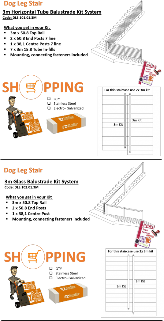 Dog Leg Stair Handrail Kit - Diagram (560x1060), Png Download