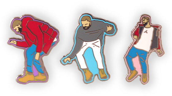 Drake 1 800 Hotlinebling Enamel Pin Set - Lapel Pin (559x442), Png Download