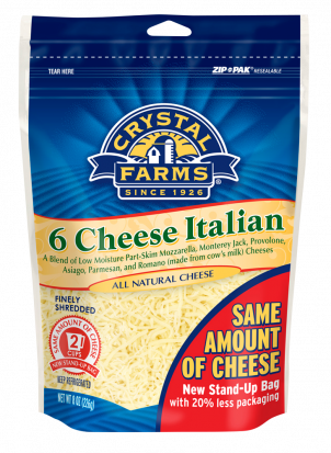 Crystal Farms Finely Shredded 6 Cheese Italian - Crystal Farms Mexican Shredded Cheese (302x413), Png Download