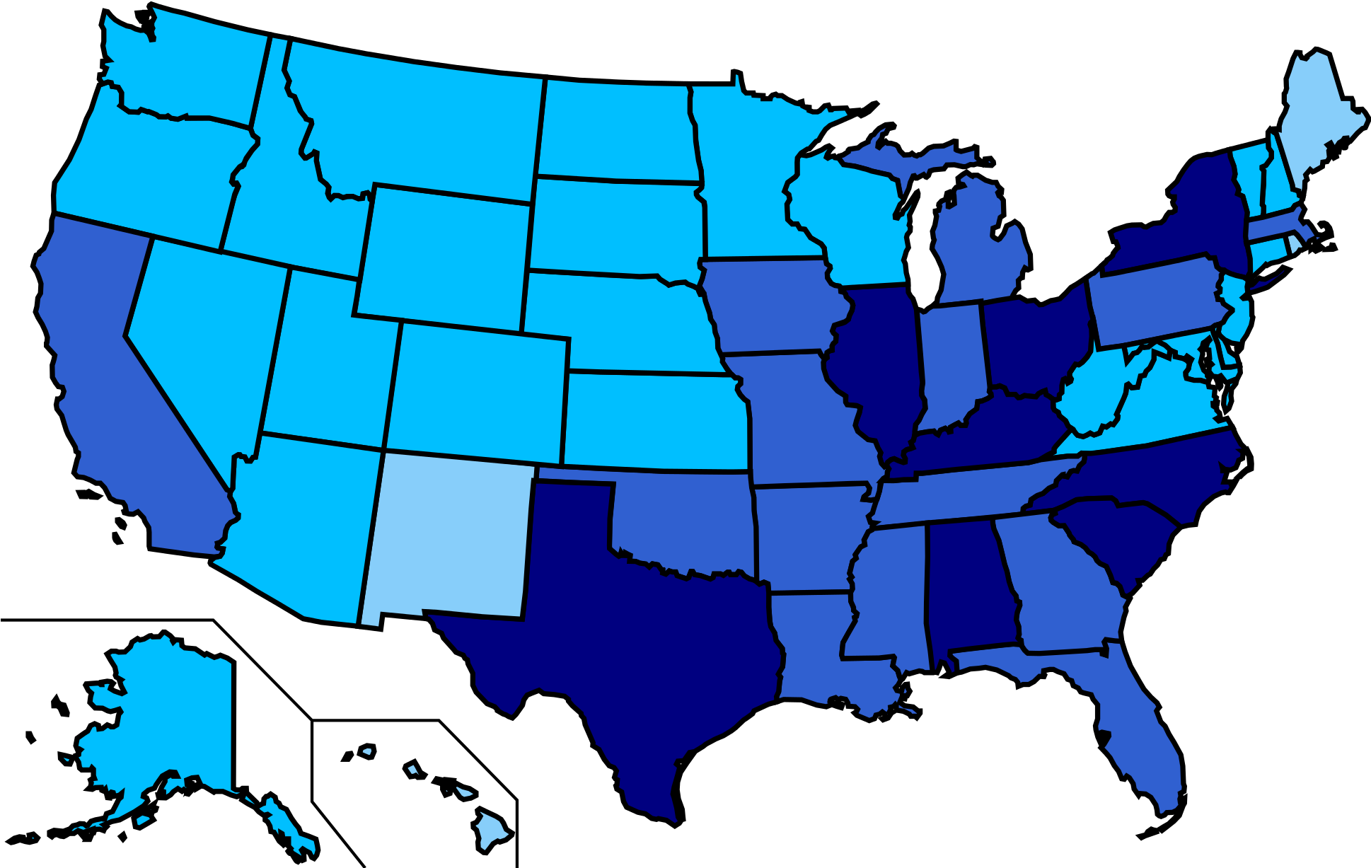 Open - Usps First Class Mail Map (2000x1237), Png Download