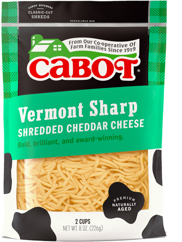 Our 8 Ounce Packages Of Sharp Shredded Cheddar Are - Shredded Vermont Cheddar (500x500), Png Download