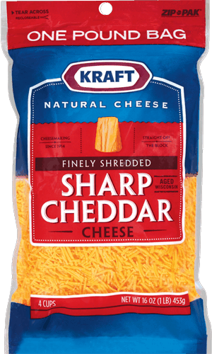 00 For Kraft Natural Shredded Cheese - Kraft Natural Sharp Cheddar Cheese, Finely Shredded (300x500), Png Download