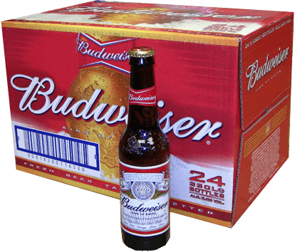 Budweiser Bottles 24x33cl - 24 Budweiser (414x354), Png Download
