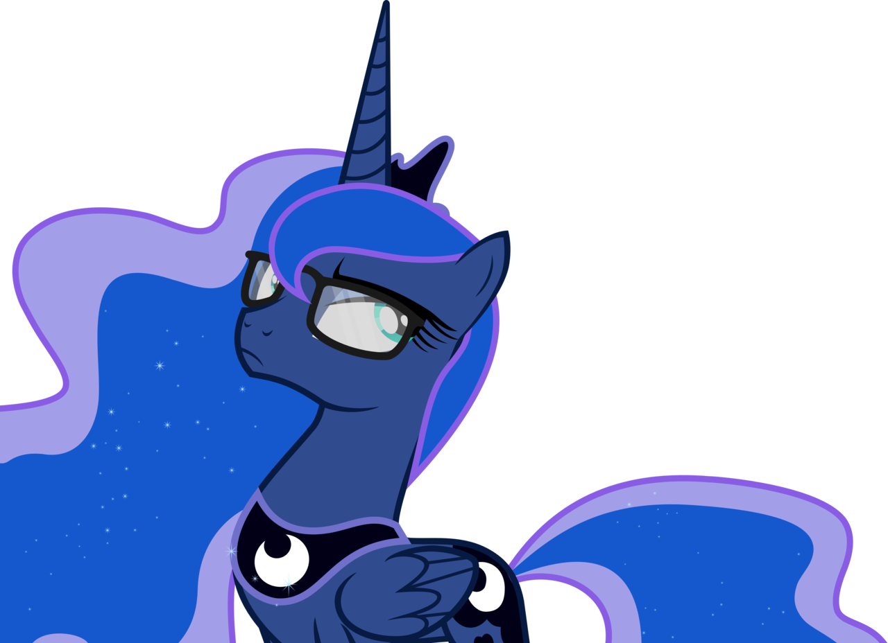 Fukaketsu, Glasses, Hipster, Princess Luna, Safe, Simple - Princess Luna Hipster (1280x928), Png Download