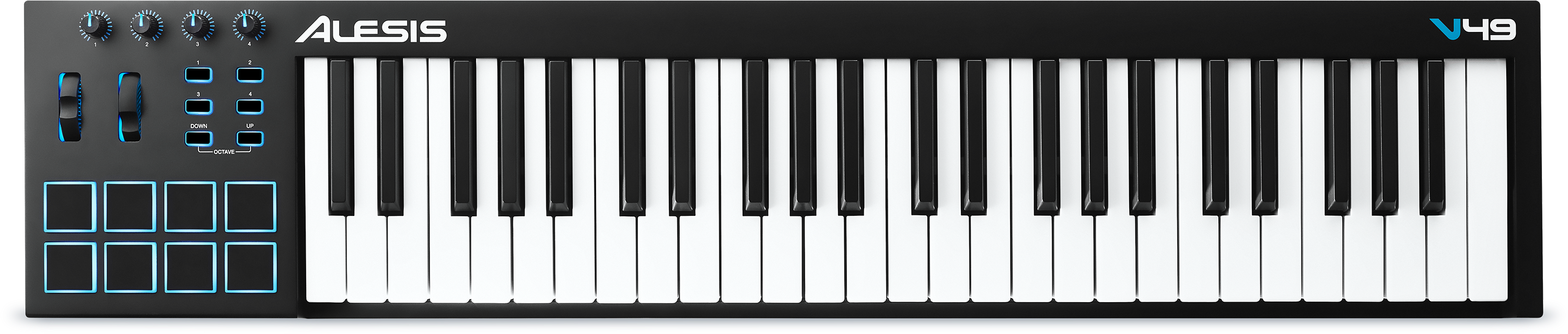 V49 Ortho Rgb - Alesis Midi Keyboard V49 (3000x1875), Png Download