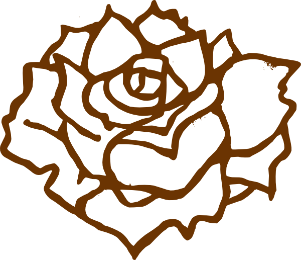 Brown Rose Clip Art - Black And White Rose Clip Art (600x517), Png Download