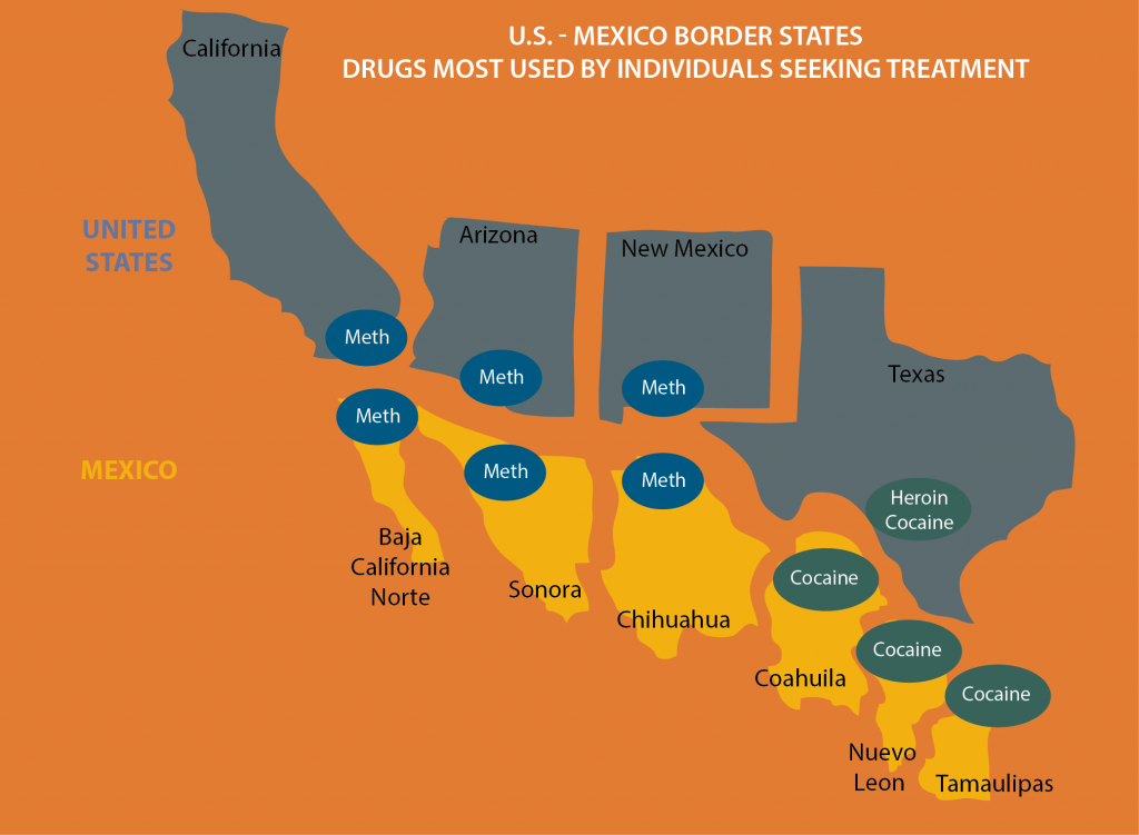 Border Map - Us Mexico Border Map (1024x751), Png Download