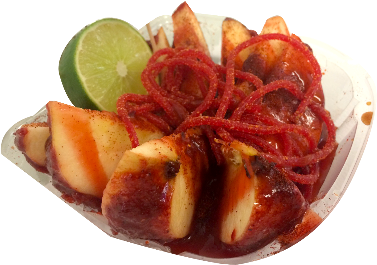 Manzana Con Chamoy 멕시코 음식 요리법, 막대사탕, 과일 디저트, 기금모금 아이디어 - Frutas Con Chamoy (1280x960), Png Download