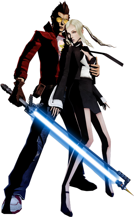 Travis Touchdown And Sylvia (500x733), Png Download