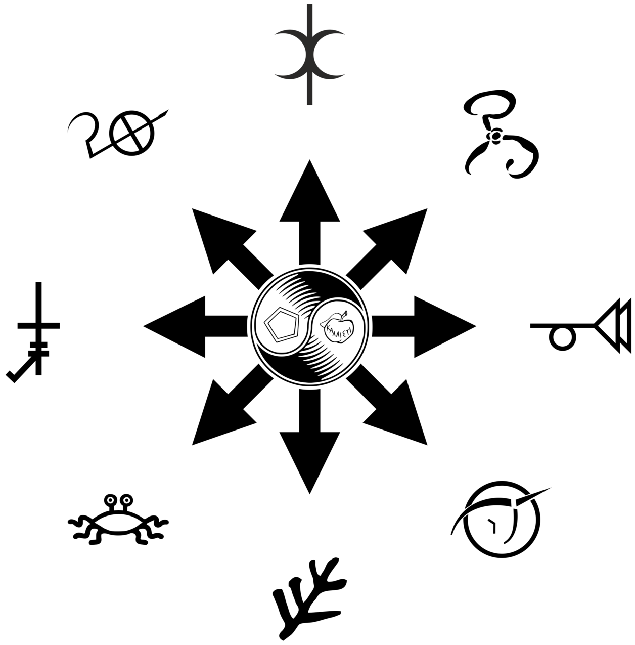 A Circle Of Religious Symbols Around A Chaos-starred - Flying Spaghetti Monster (orange) Pillow Sham (1280x1284), Png Download