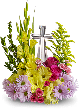 Crystal Cross - Flowers With A Cross (368x460), Png Download
