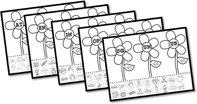 Flower Word Family Cut And Paste Worksheets - Word Family (640x340), Png Download