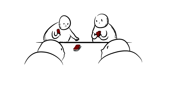 You Put The Cards Face Down On The Table And Take Turns - Cartoon (950x422), Png Download