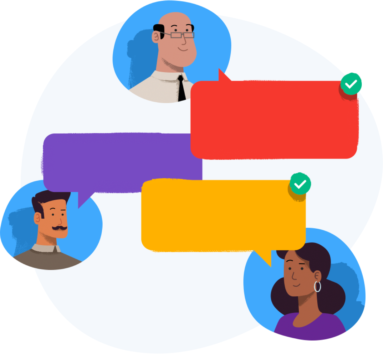 Illustration Of Team Discussing Designs (1224x1130), Png Download