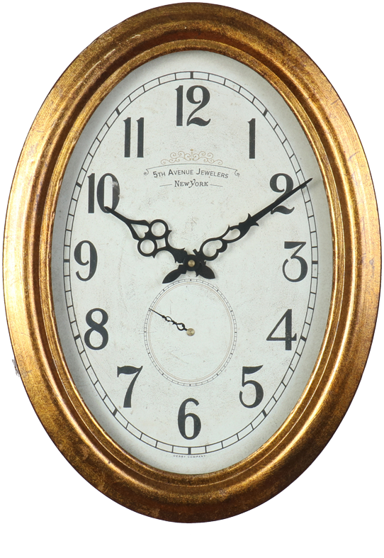 5th Avenue Clock Gold - Relojes De Pared Antiguos (1000x1000), Png Download