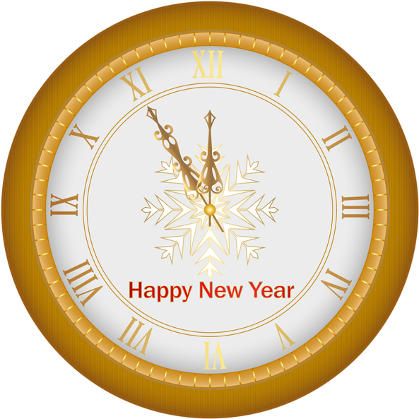 Happy New Year Clock Gold Clip Art Image - Renewed Presbyterian Church In Brazil (600x600), Png Download