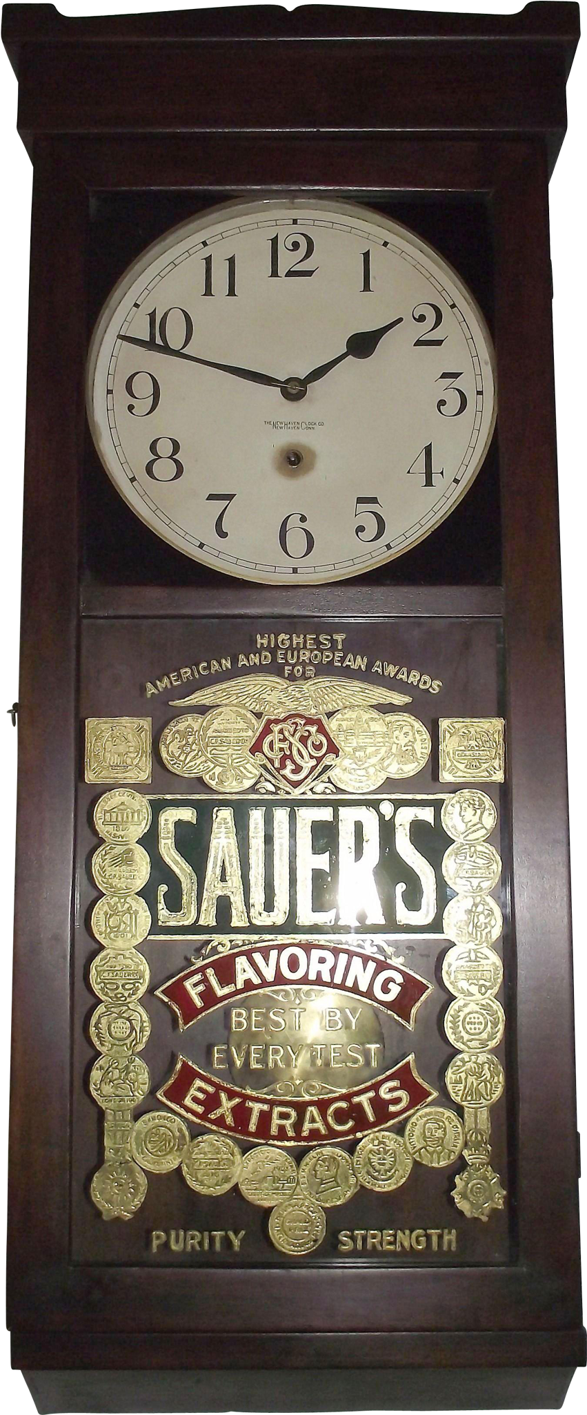 Awesome Gold Foil "sauer's Extract" Advertising Store - Quartz Clock (2048x2048), Png Download