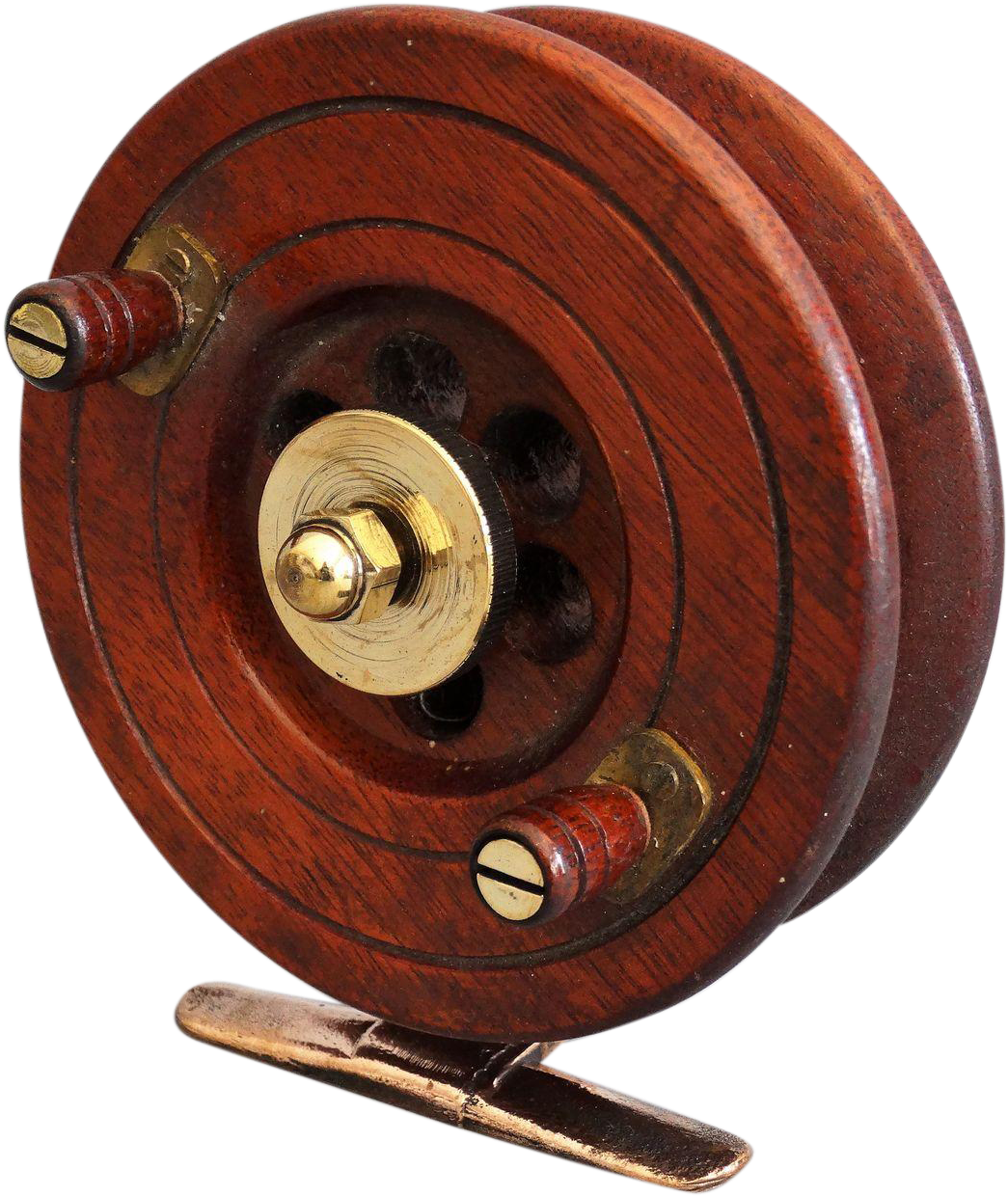 Early English Walnut Salt Water Fishing Reel - Wood (1239x1239), Png Download