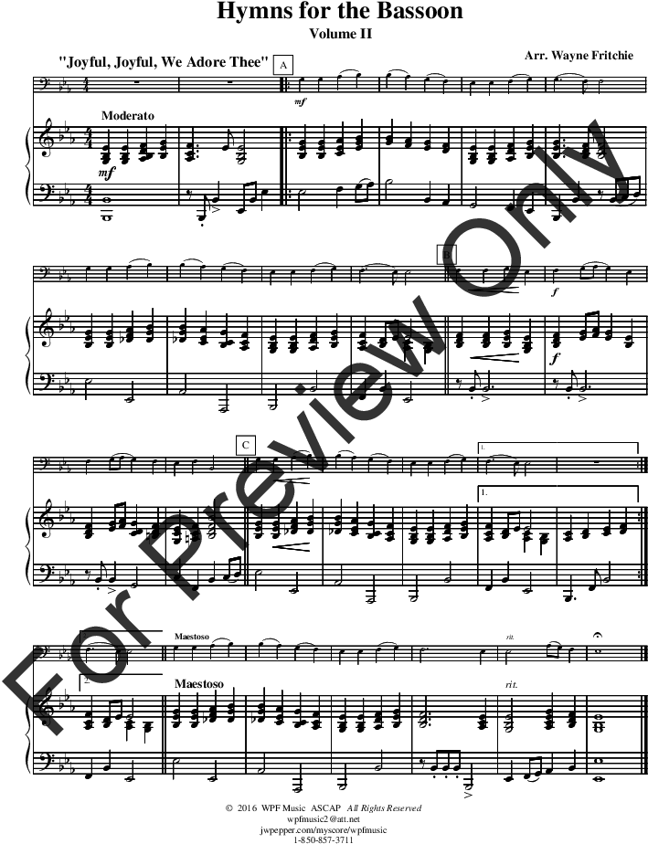 Hymns For The Bassoon Volume Ii Thumbnail - Sheet Music (816x1056), Png Download