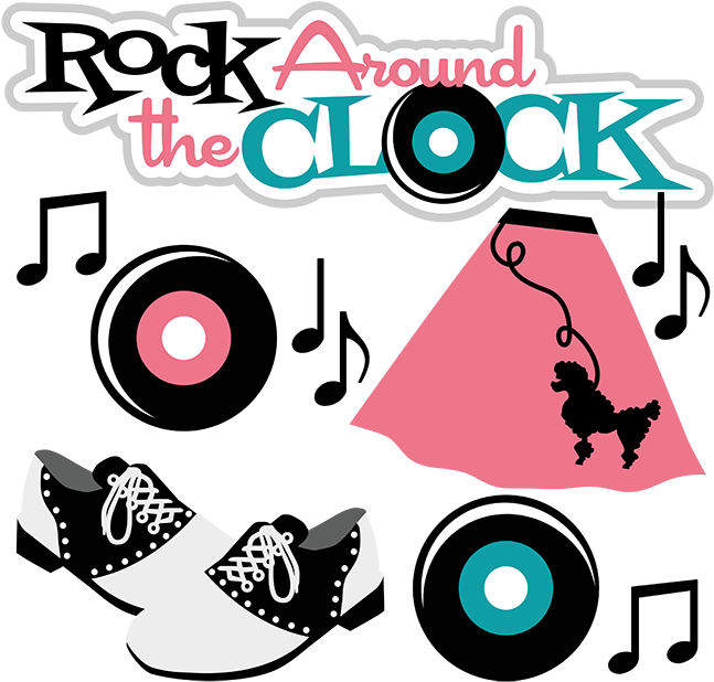 Record Clipart Rockin - Rock Around The Clock Sign (648x628), Png Download