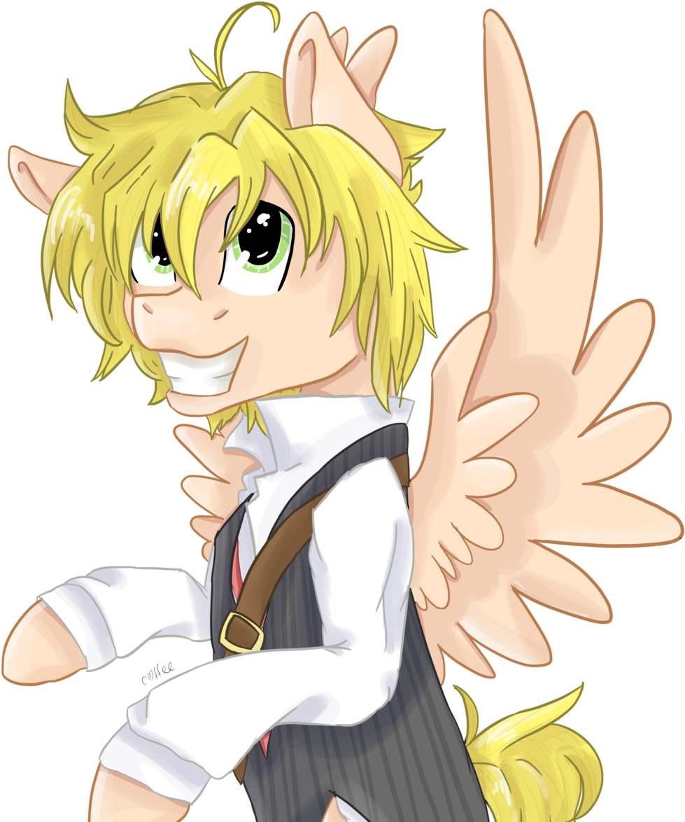 Coffee-draws, Meliodas, Pegasus, Ponified, Pony, Safe, - Meliodas My Little Pony (1024x1176), Png Download
