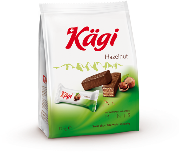 Packung Kägi Hazelnut Minis 125g 1200px - Kagi Wafer (615x667), Png Download