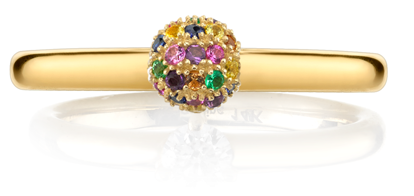 Rainbow Pave Sphere Ring - Pre-engagement Ring (1800x1799), Png Download