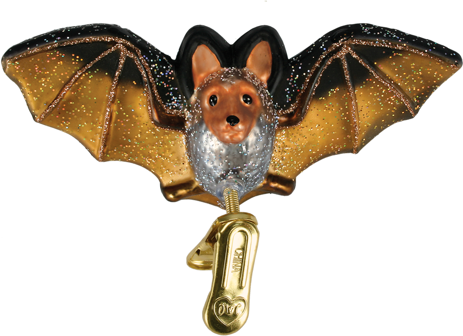 Bat Clip-on Ornament - Old World Christmas Clip-on Bat Glass Blown Ornament (1000x1000), Png Download
