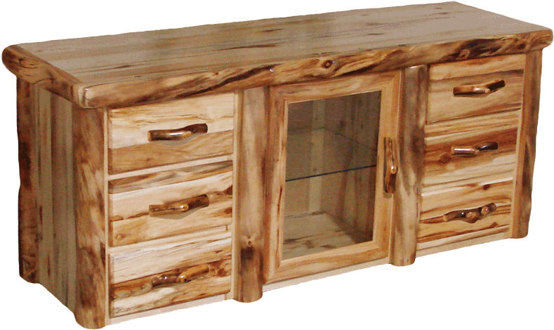 Aspen Log 6 Drawer Tv Stand - Hekman Desk (800x759), Png Download