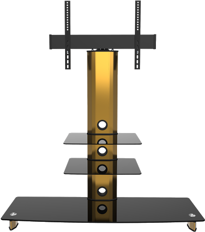 Goldline Gold-black Glass Tv Stand 50 Inch - Television (693x557), Png Download