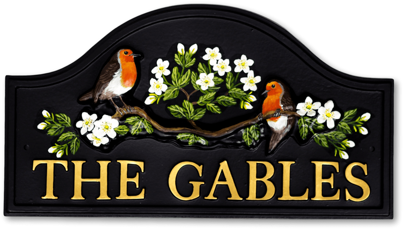 Robins On Branch House Sign - Branch (1400x774), Png Download