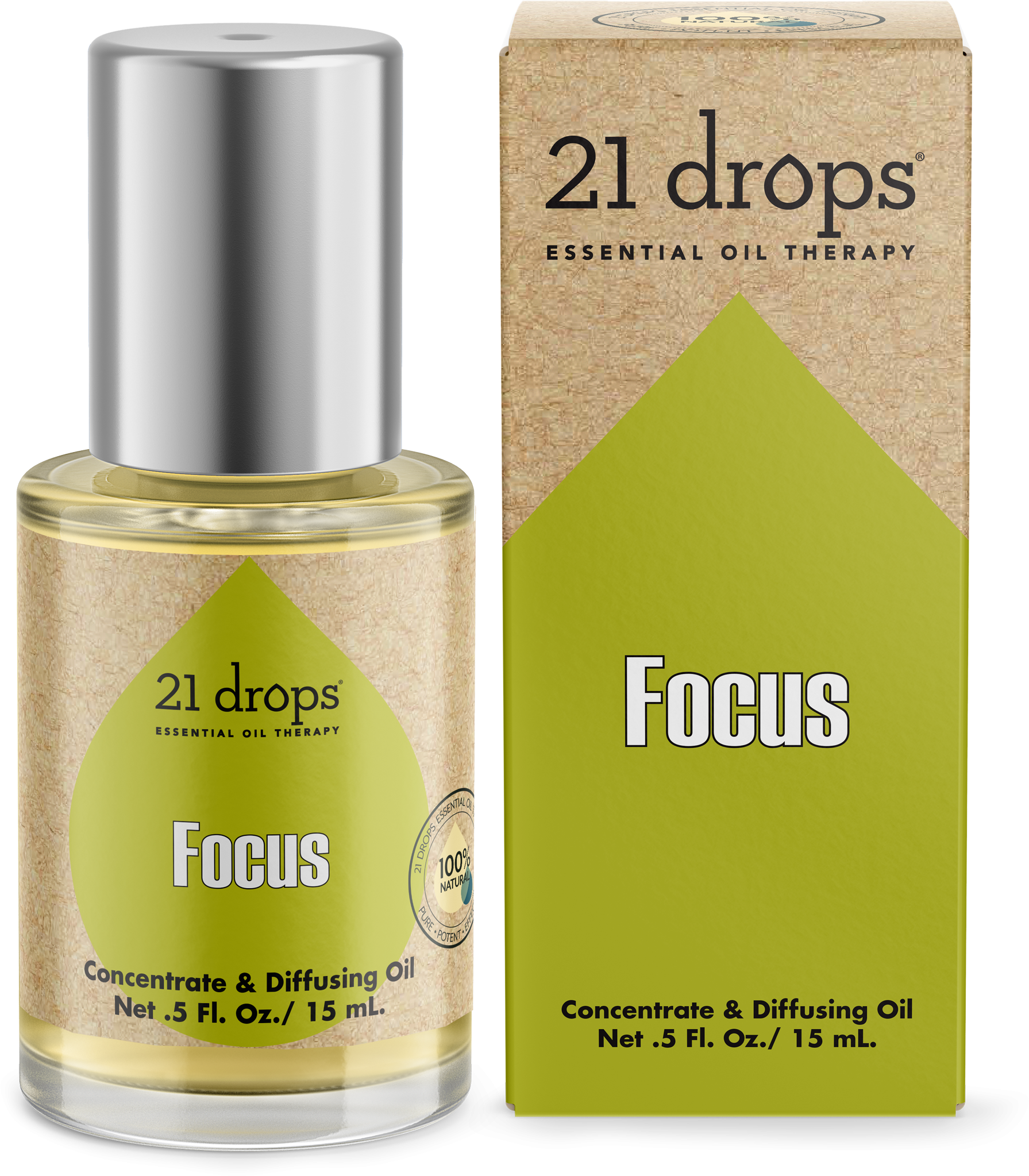 21 Drops Focus - Essential Oil (2128x2765), Png Download