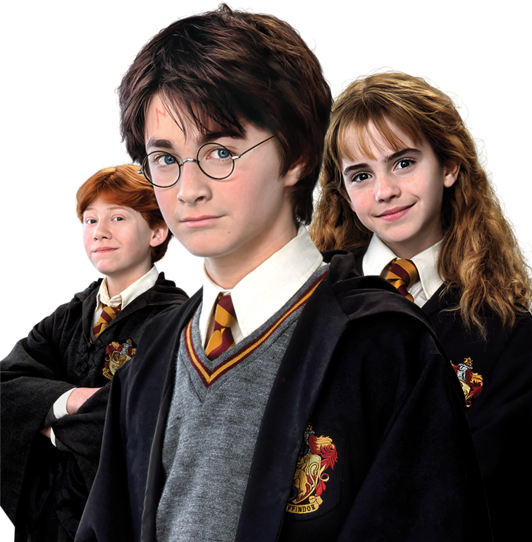 Harry Potter™, Ron Weasley™, Hermione Granger™ Group - Harry Potter Hermione Y Ron Png (755x768), Png Download