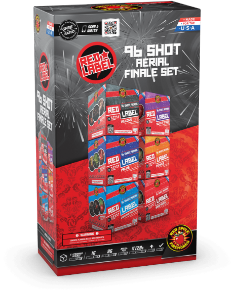 Red Label 96 Shot Standard Aerial Finale Set - Johnnie Walker (629x700), Png Download