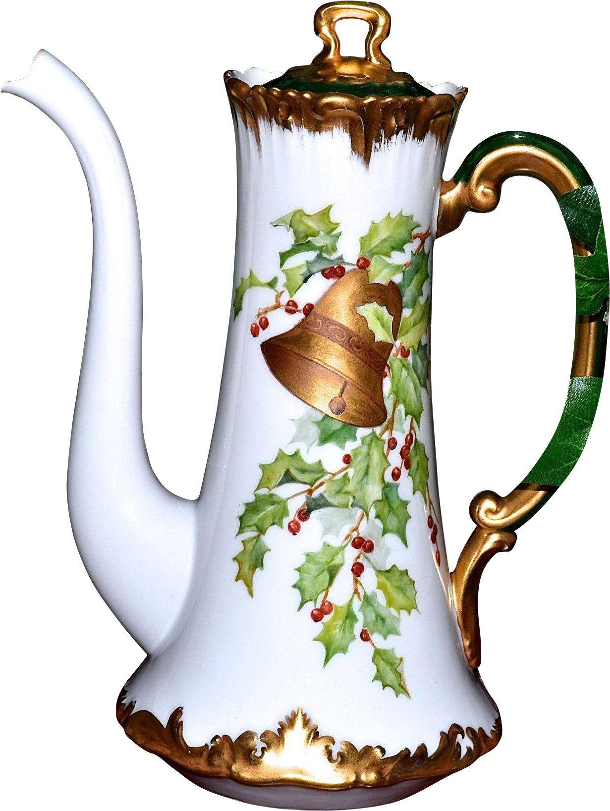 Limoges Signed Holly Berry Chocolate Pot With Gold - Portable Network Graphics (1636x1636), Png Download