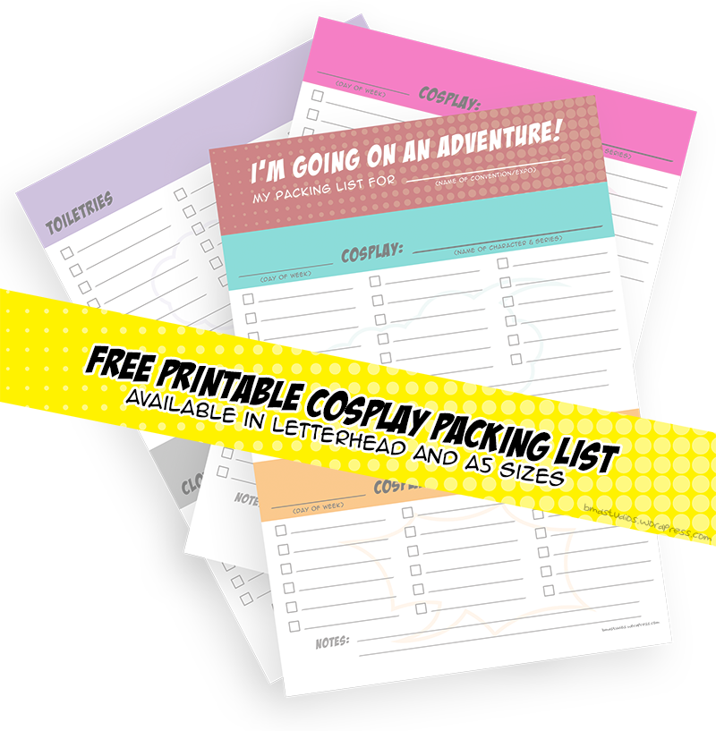 Free Printable Cosplay Packing Lists - Cosplay (800x817), Png Download