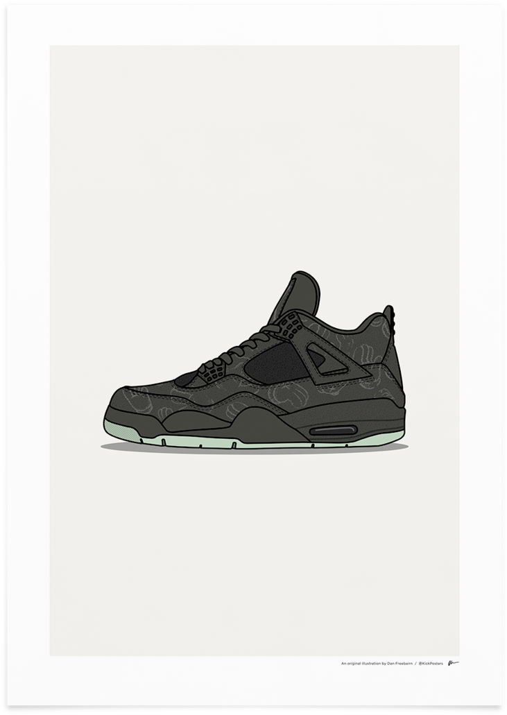 Jordan 4 Kaws Black - Jordan 4 Retro Kaws Black Mens (900x1202), Png Download