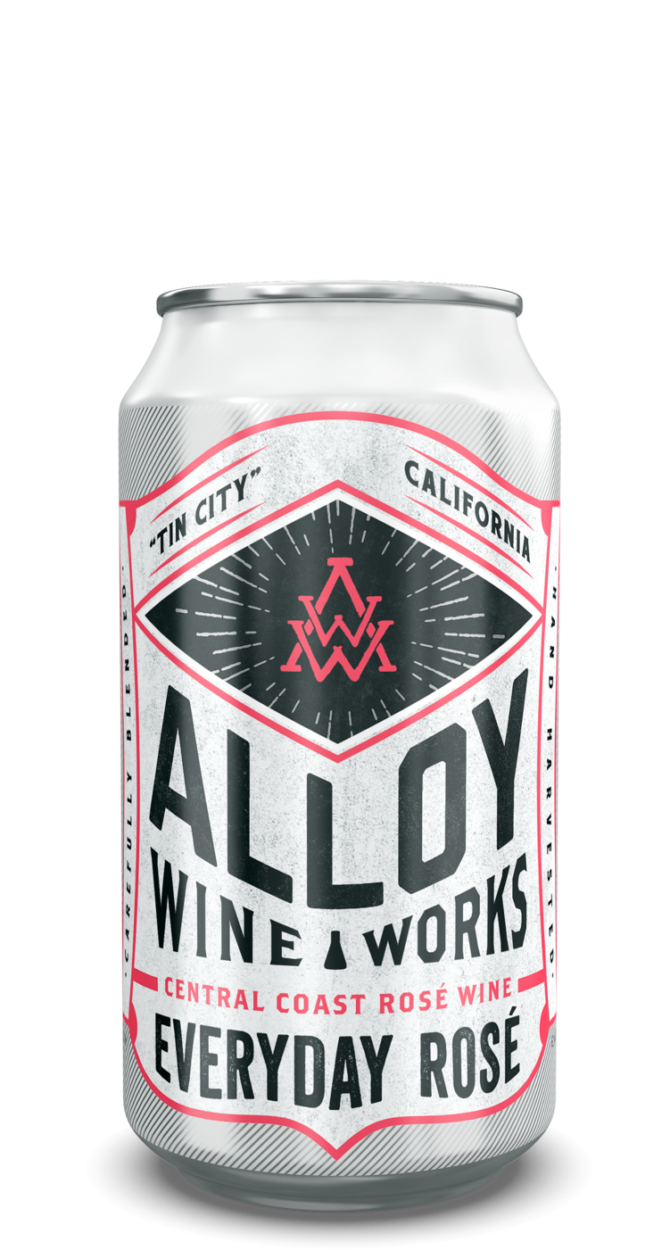 Alloy Nv Rose Cans 12pk/375ml, Central Coast - Alloy Wine Works Everyday Rose (750x1500), Png Download