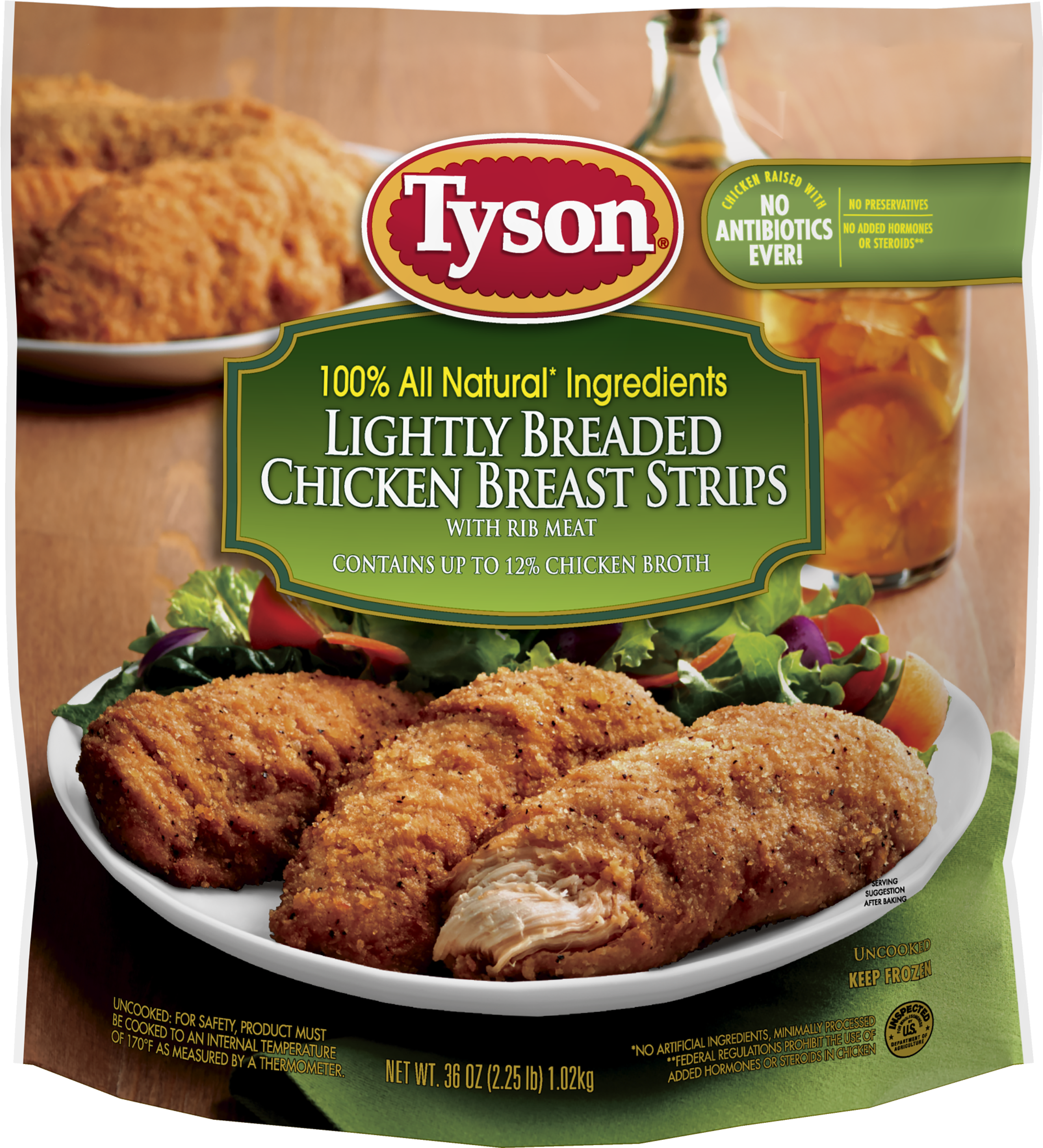 Tyson Fully Cooked Lightly Breaded Chicken Strips Oz - Tyson Hot And Spicy Chicken Chunks (2400x2400), Png Download