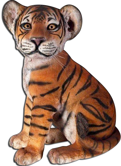 Sitting Tiger Cub - Tiger (419x575), Png Download