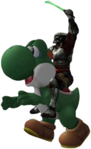 “ Yoshimitsu Riding A Yoshi Your Argument Is Invalid - Yoshi Yoshimitsu (480x560), Png Download