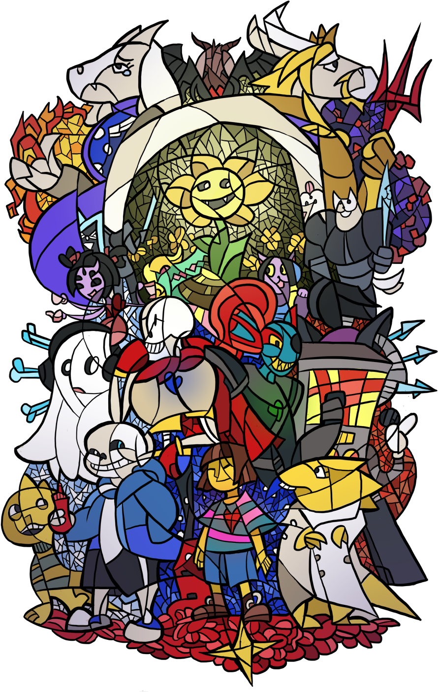 Персонажи,asgore,lesser Dog,greater Dog - Undertale Cast Of Characters (1000x1414), Png Download