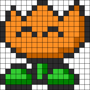 Mario Fireball For Minecraft Blueprint Perler Bead - Fire Flower 8 Bit (358x358), Png Download